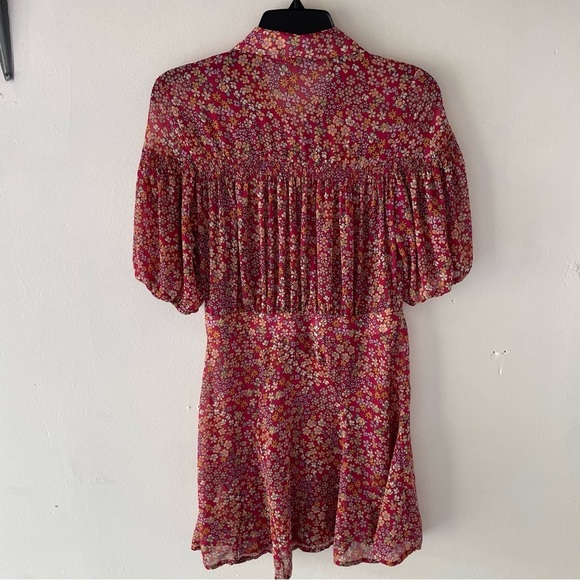 Free People Bonnie floral red orange print mini dress 37769 - Picture 3 of 14